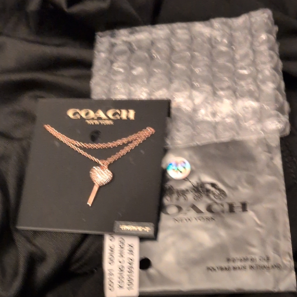 Authentic Coach Rose Gold Heart Key Necklace - Picture 7 of 7